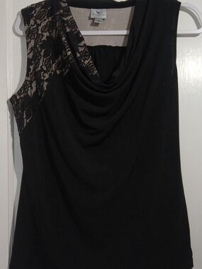 Worthington Stretch Medium Black Sleeveless Blouse